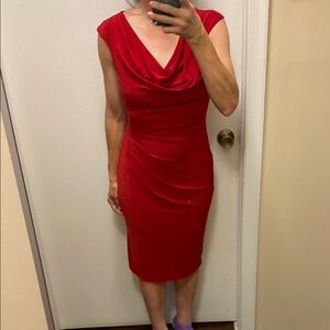 Ralph Lauren Elegant Red Draped Dress